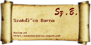 Szakács Barna névjegykártya